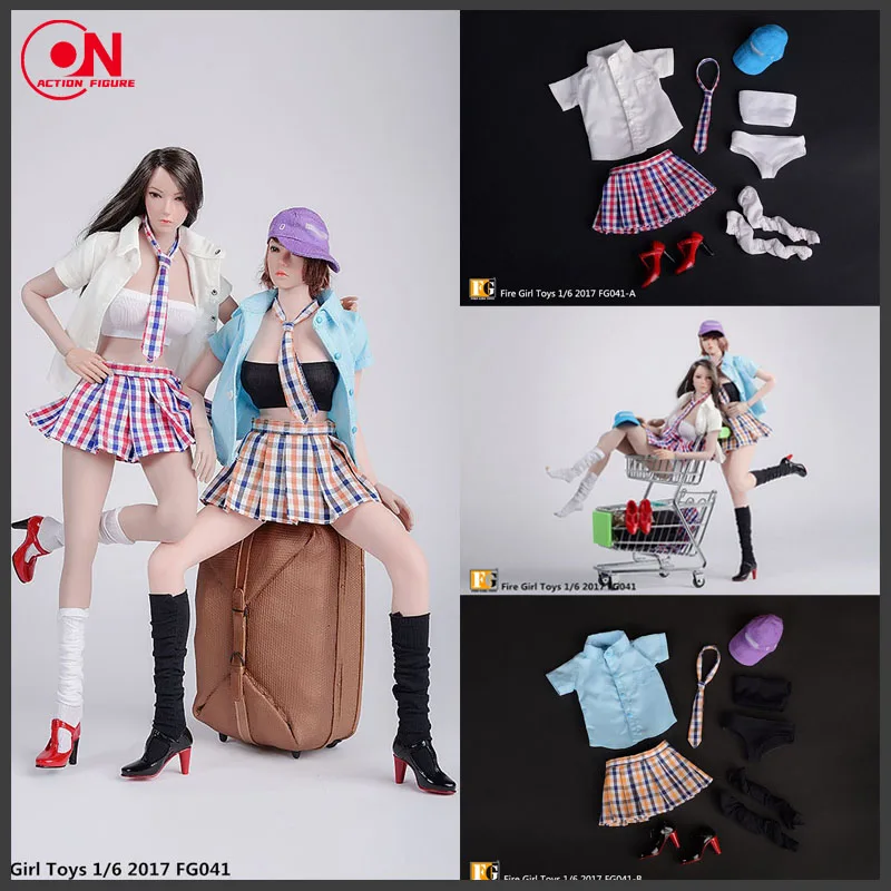 Fire Girl Toys 1/6 Scale FG041 Female Trend Pleated Skirt School Uniform Clothes Model For 12'' Action Figure Body