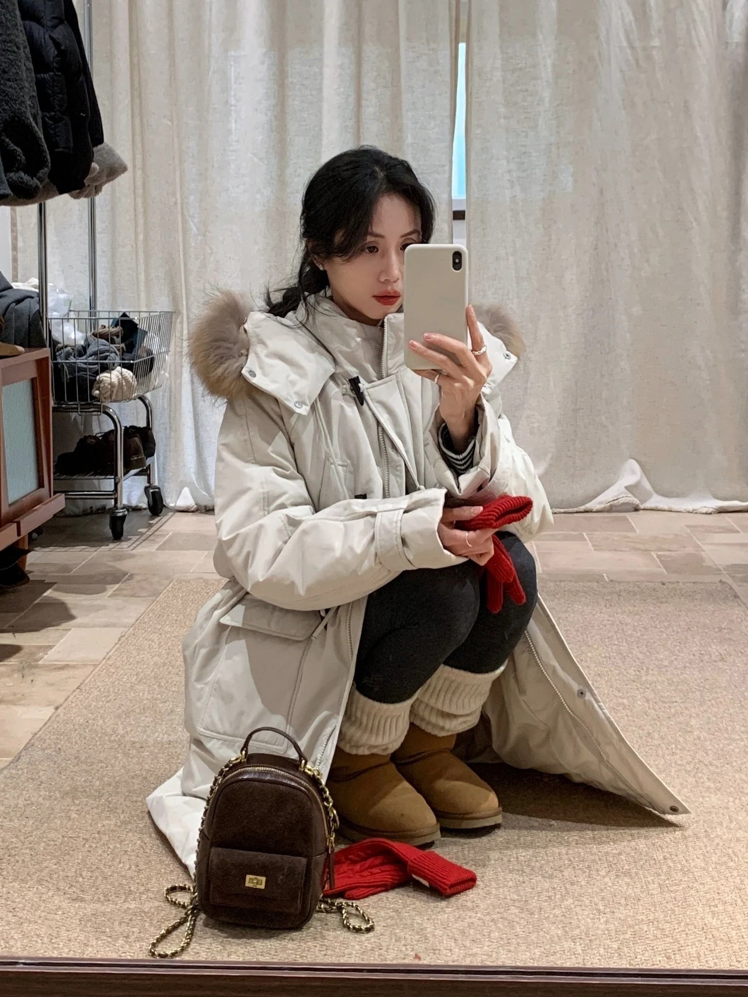 

BRIVIN Women's Parka Coat Du down Collar Warmth Filled Long Sve Zipper Closure Pure Color Winter Outerwear