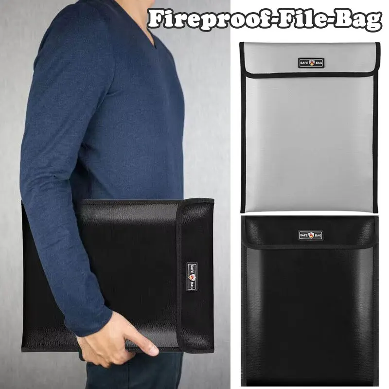 Fireproof Document Storage Bag Travel Bag Portablefor Money Waterproof Security Document Envelope File Folder for Home Office