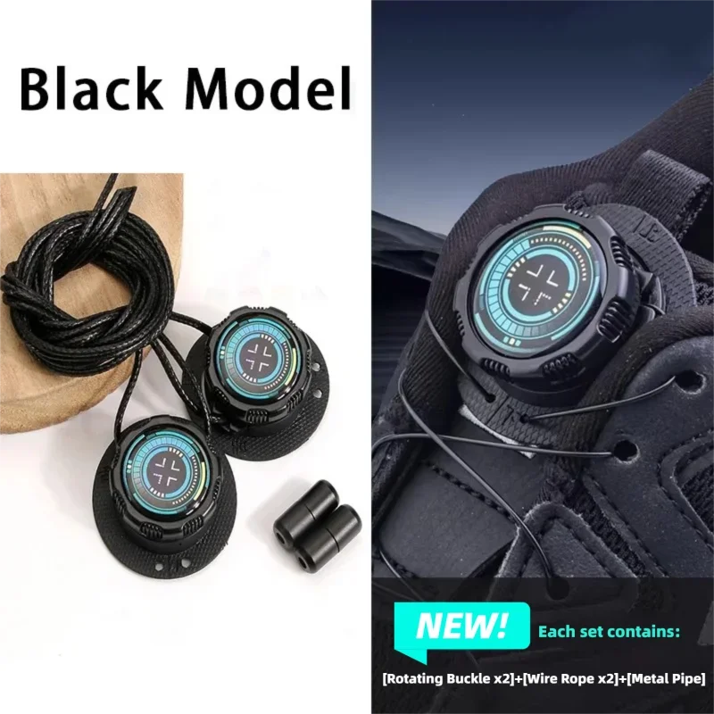Elastische Schnürsenkel ohne Binden, Rotierende Automatische Schnalle, Metall-Kapselverschluss, Einfache Anpassung für Sneakers, Schuhzubehör