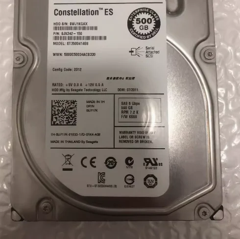 For 0U717K U717K ST3500414SS 500G 7.2K 3.5 SAS hard drive