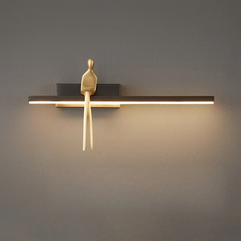 

Nordic light luxury all-copper bedroom bedside long wall lamp Italian minimalist high-end living room designer simple wall lamp