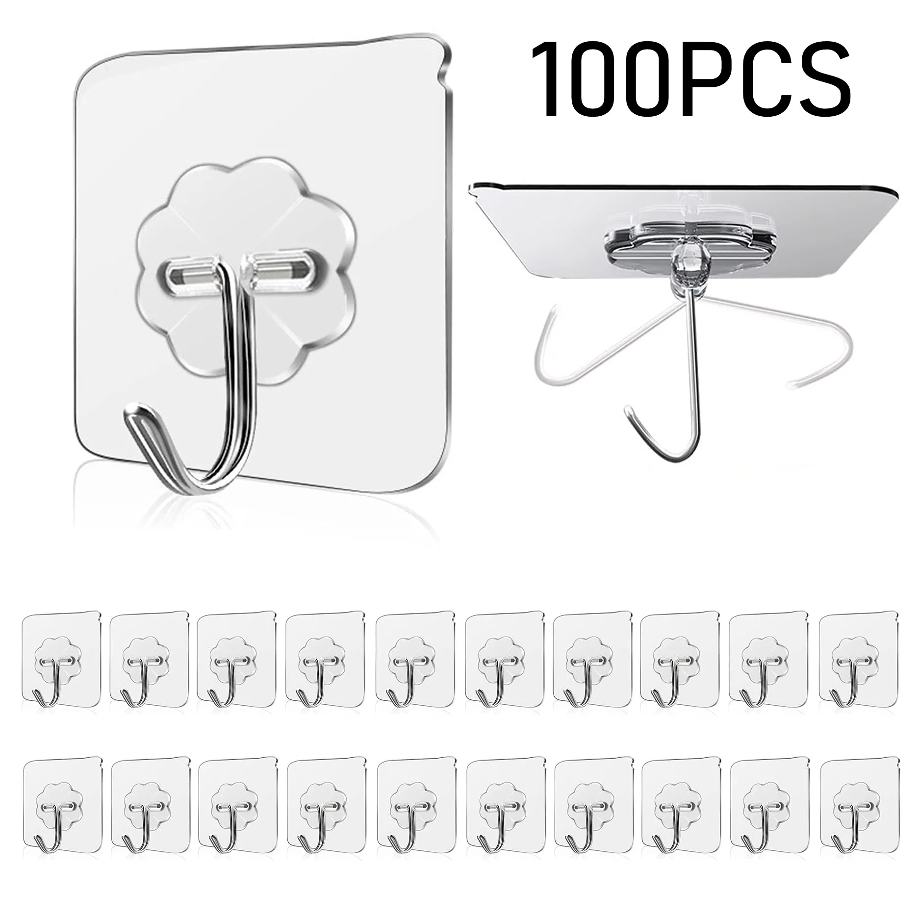 Wasserdichte und ölbeständige Wandhaken, klebrige Haken für Küche, Badezimmer, Duschtür, Außenwandbehang, Tür, selbstklebend