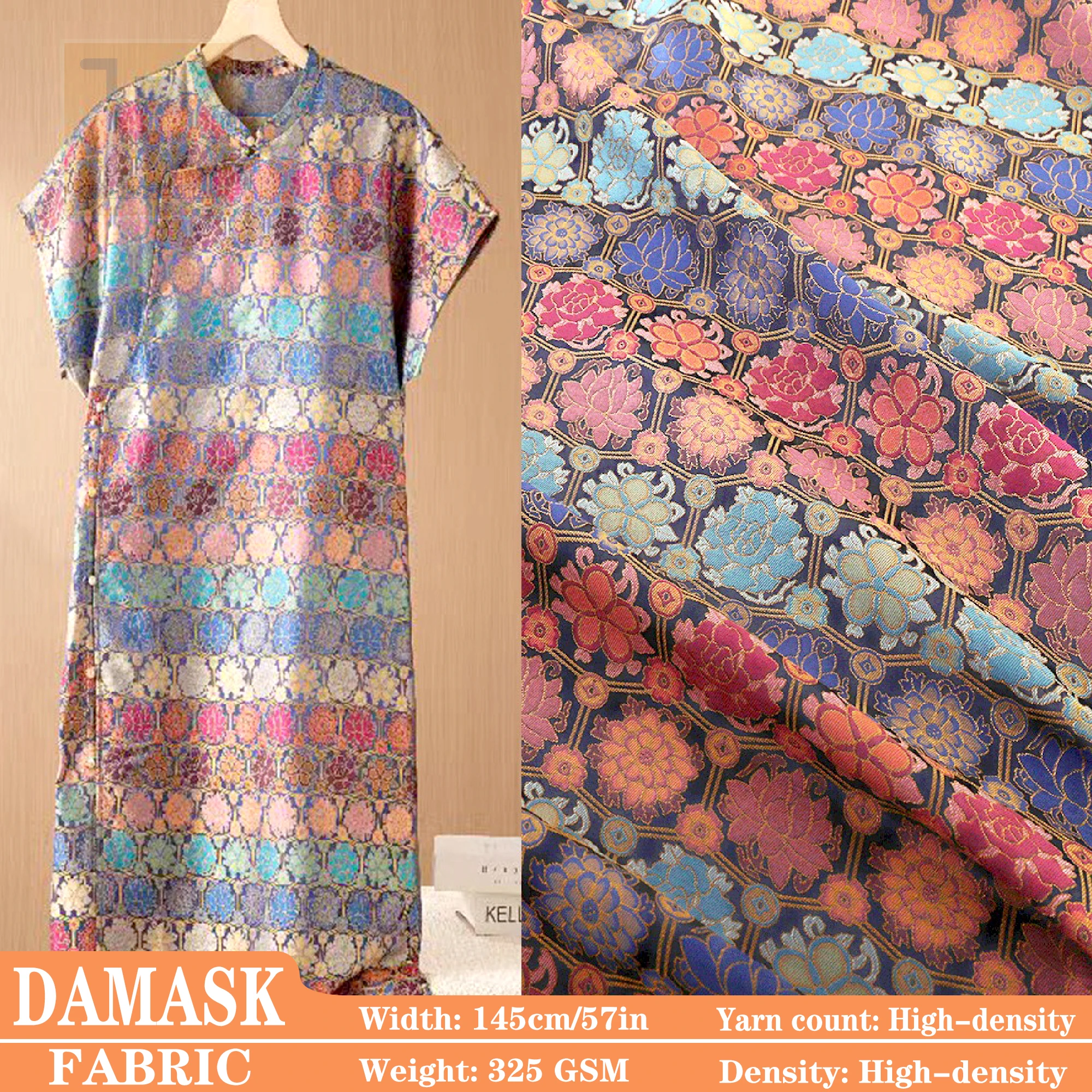 

100*145 см дамасская жаккардовая ткань, цветочная ткань, нейлоновая ткань для шитья, материал для одежды, платья, рукоделие своими руками