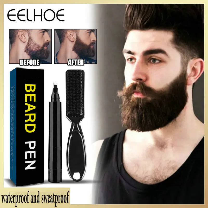 

Man Cosmetic Beard Filling Pen Kit Beard Enhancer Brush Beard Coloring Shaping Tools Waterproof Black Brown Hair Pencil Repair