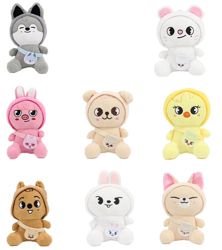 

19 см Новые поступления Homeless Child Doll Плюшевая плюшевая кукла SKZ Lee Know, Han, Seungmin Симпатичная сидящая кукла Рюкзак Брелок Вентилятор Подарок