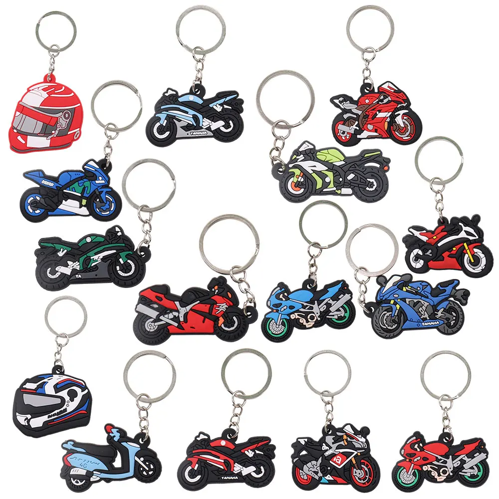 1PCS Key Holder Kawaii Colorful Motorcycle Soft Keychain Ornament Keyrings Organizer Dust Cover Handbag Accessories Kid Gift