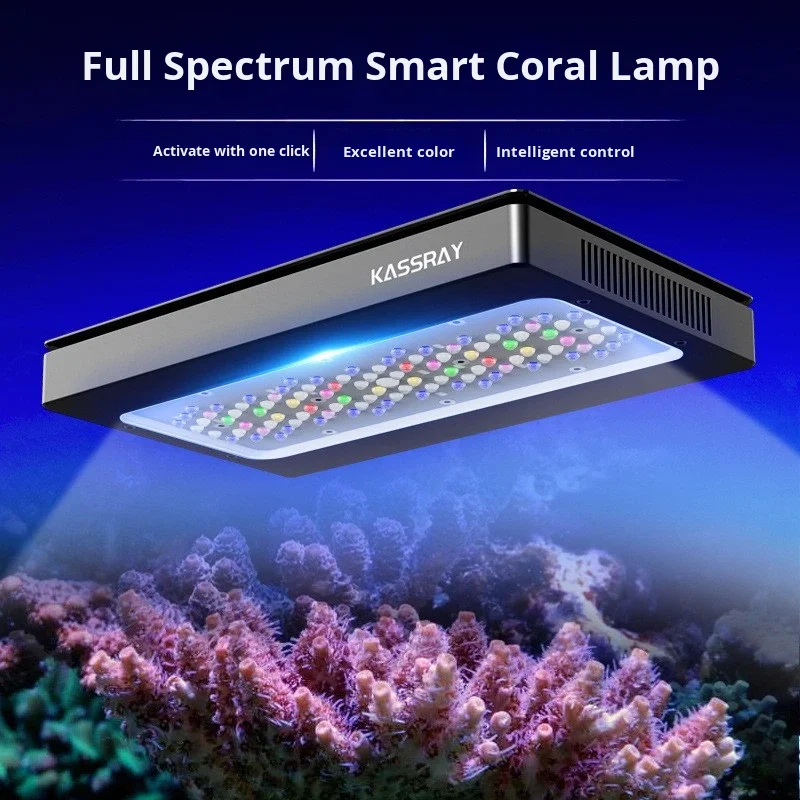 KASSRAY Smart Coral Light WiFi Remote & Bluetooth APP Control 240W Full Spectrum LED Aquarium Light for Reef Fish Tank Lamp