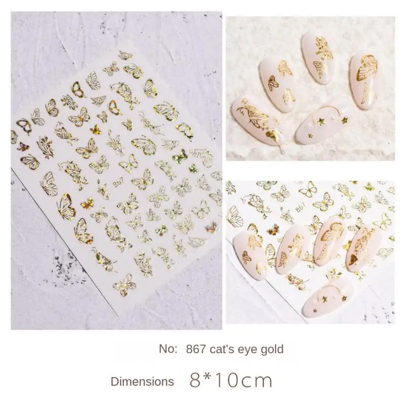 Eye-catching Nail Stickers Unique Design Holographic Decals Nail Accessories Must-have Stylish Silver Dazzling Fashionable Gold