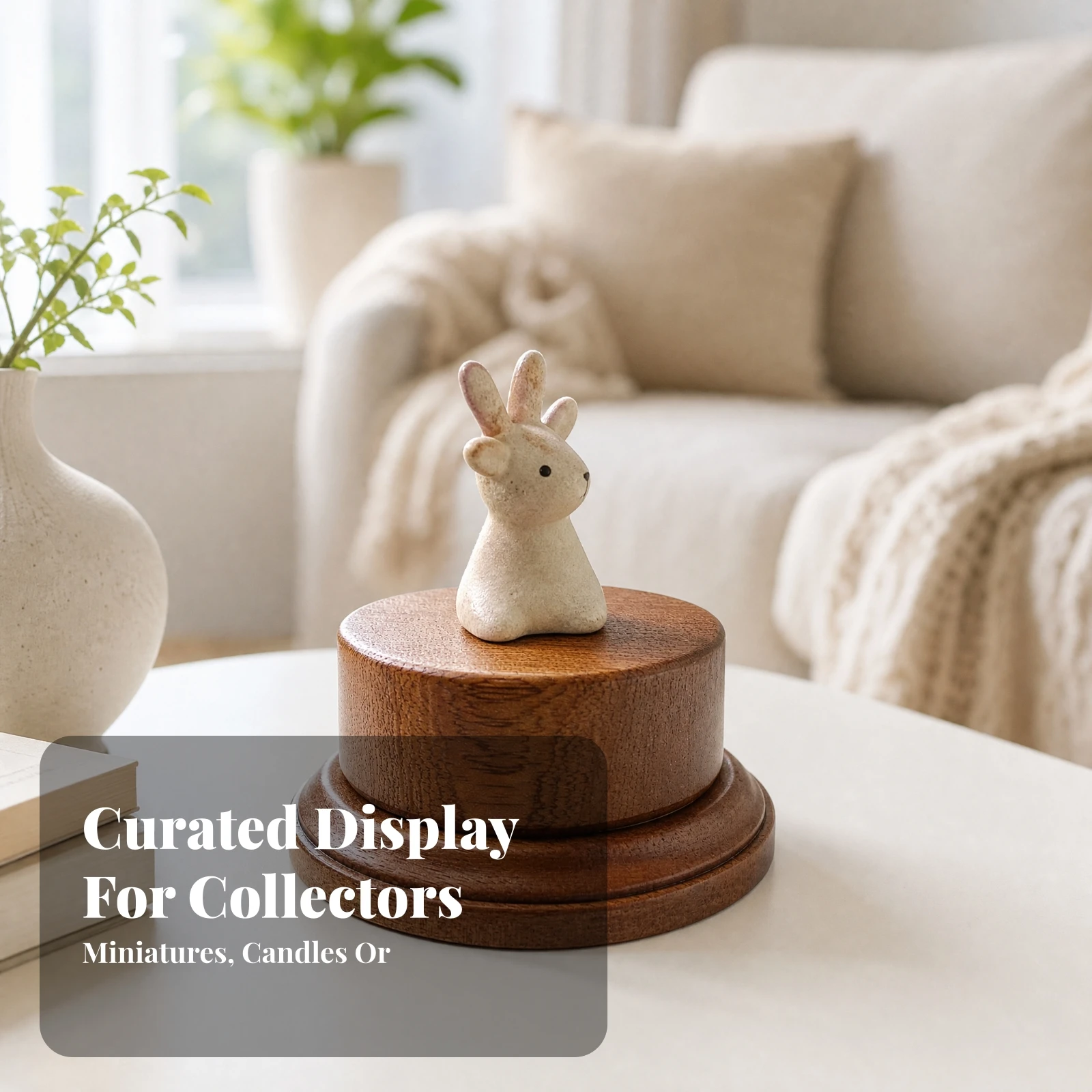 Round Wooden Display Base Compact Stepped Wood Riser Two-Tier Display Stand Natural Wood Riser Modern for Collectors, Home Decor