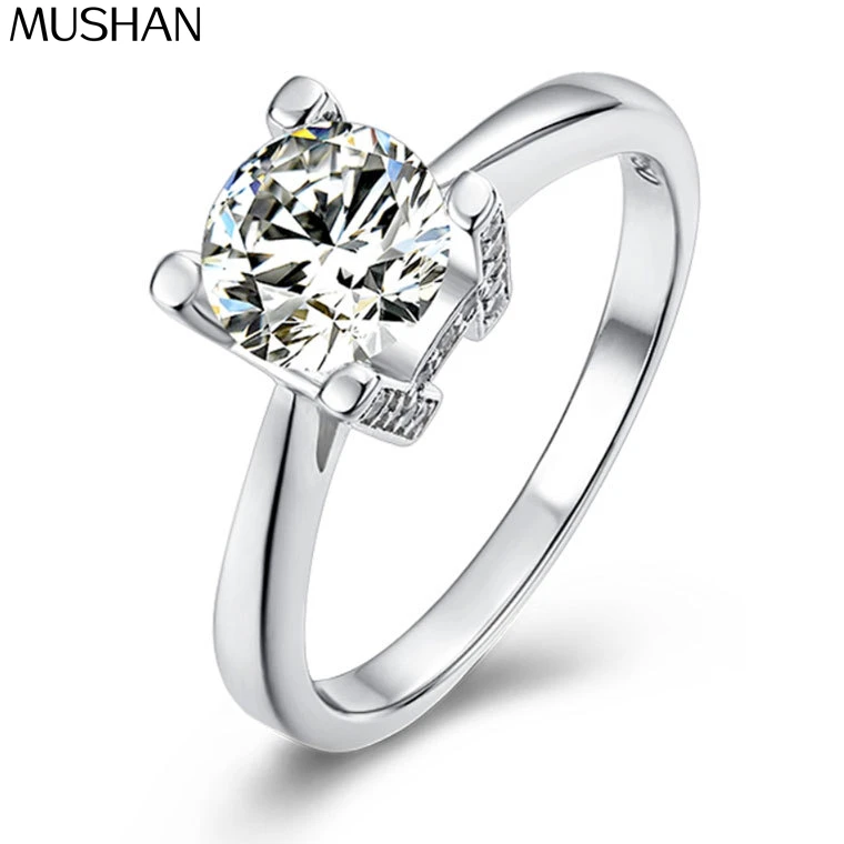 

MuShan Luxury Jewelry 925 Sterling Silver Ring D Color Moissanite Formal Ring for Sister 18K Gold Plated MST Patent Jewellery