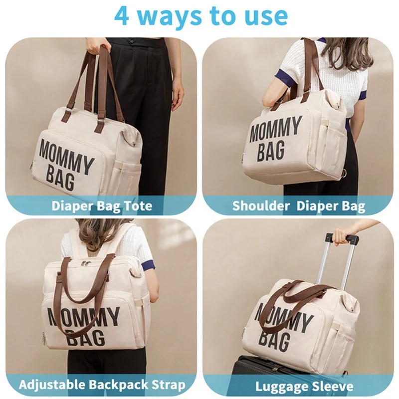 Babycaremommy mochila-bolsa de fraldas de grande capacidade para mulheres grávidas com alça de ombro para carrinho e bolsa de armazenamento de viagem