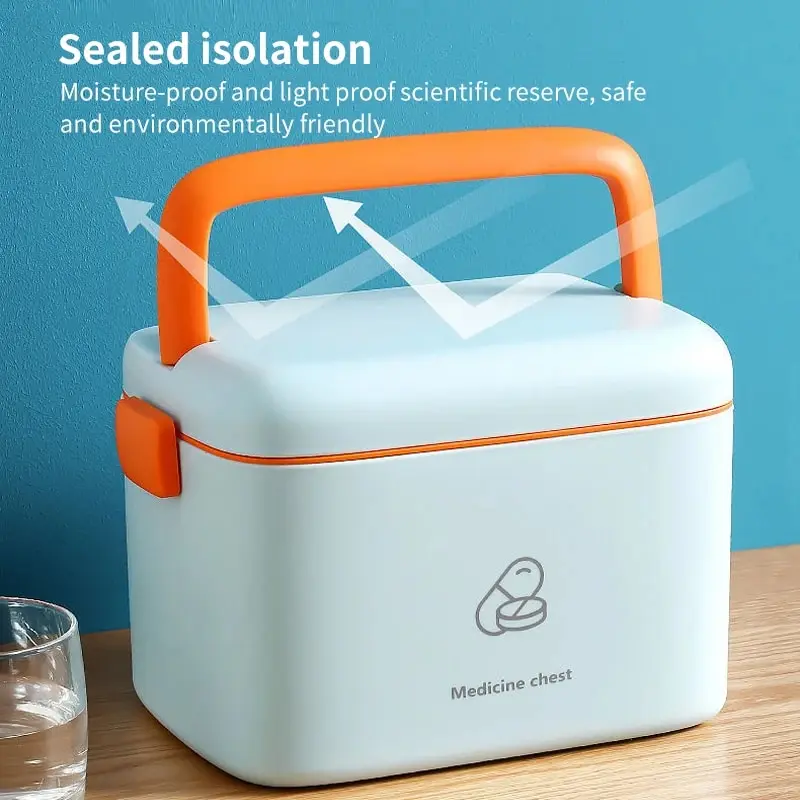 Portable Plastic Medicine Box First Aid Kits Storage Box Family Office Travel Emergency Kit with Handle Medication Organizer - view 5