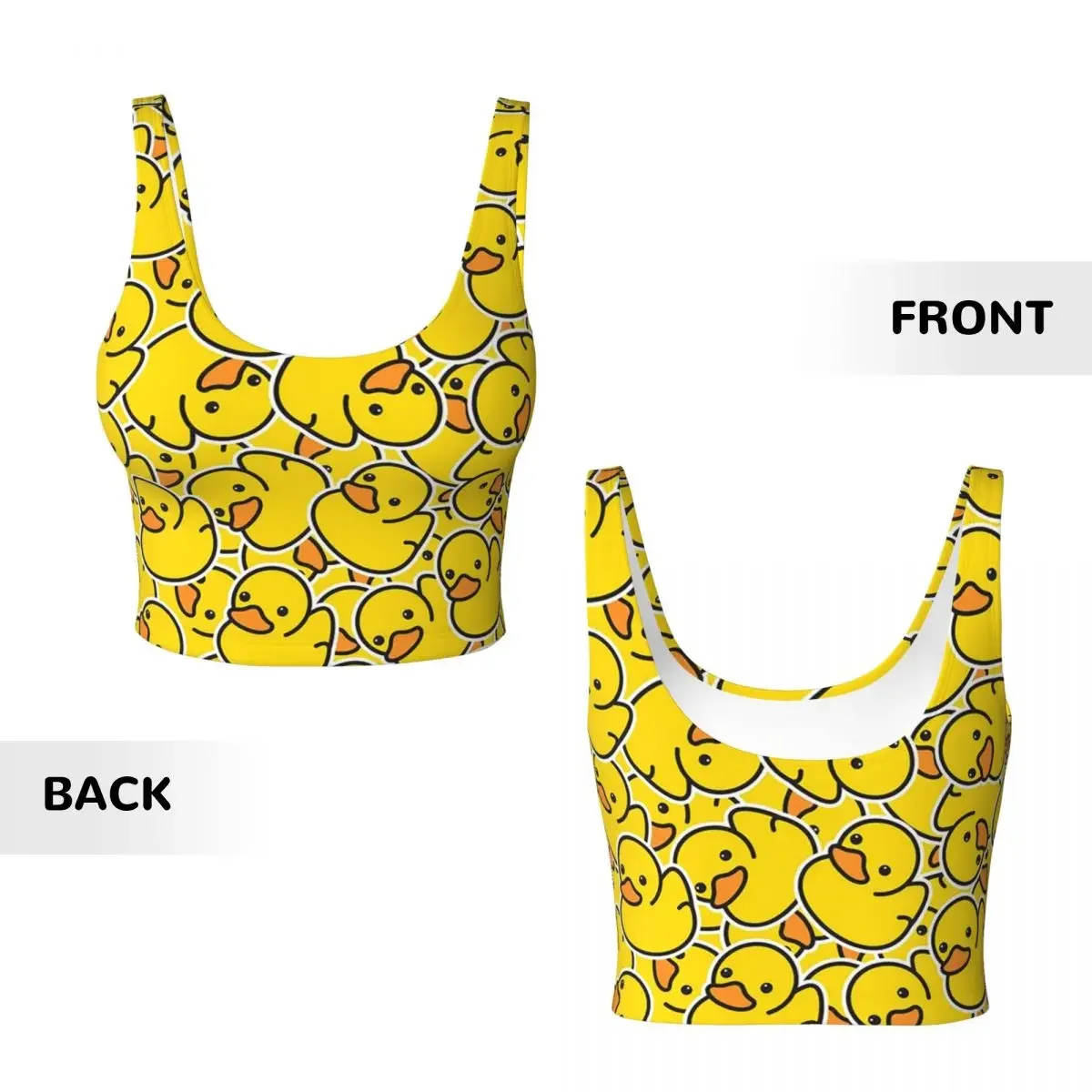 Custom Yellow Classic Rubber Duck Women Sports Vest Bra Gym Workout High Impact Yoga Crop Tank Top