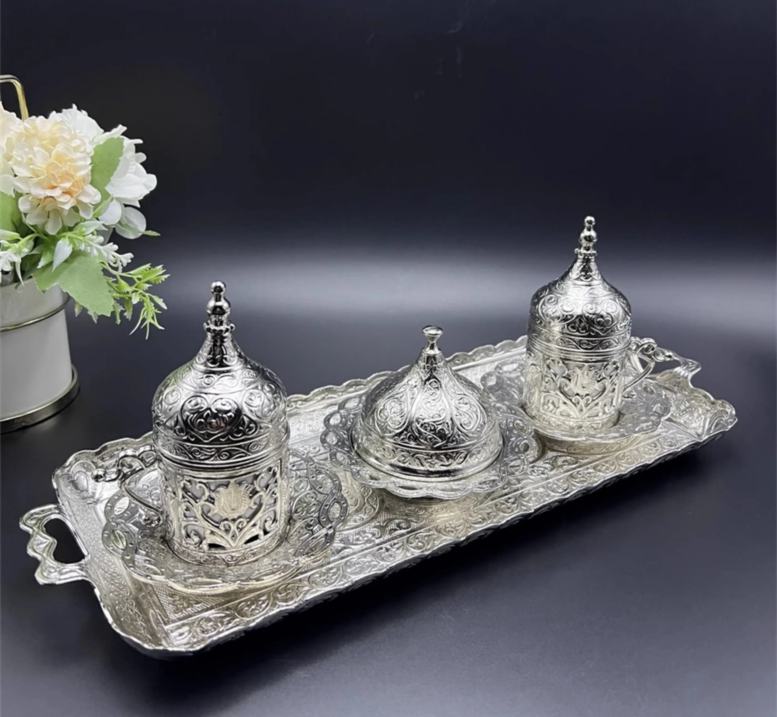 

Stunning light luxury, Turkish imported tulips silver classic court exquisite European style