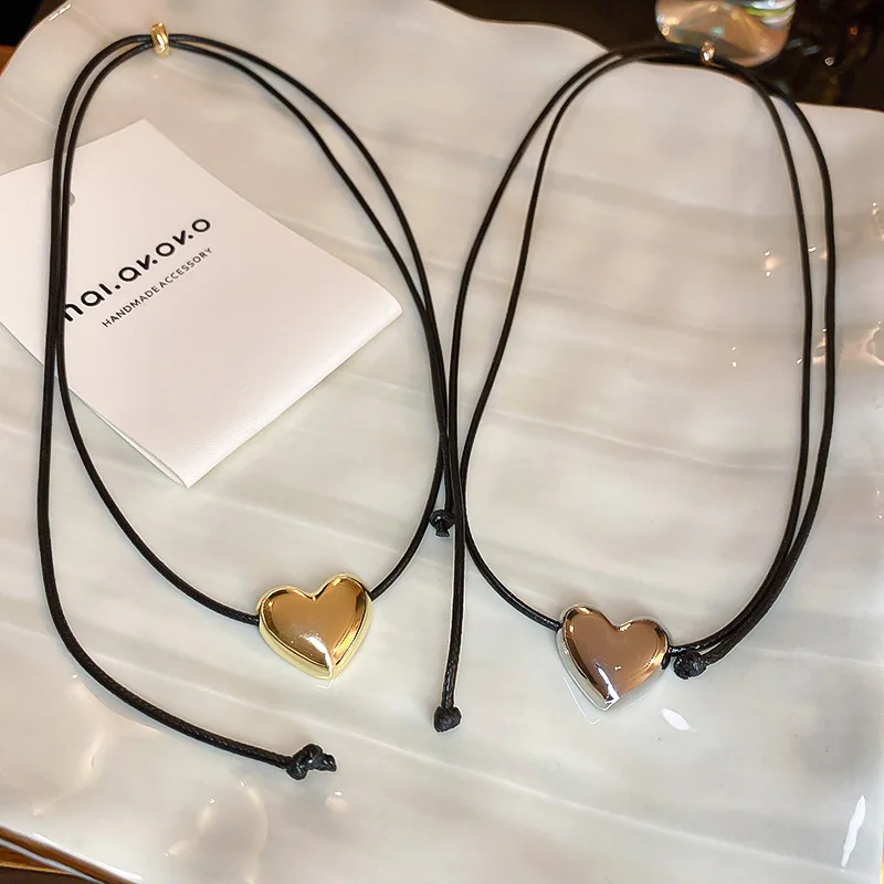 قلادة حب مطلية بالكهرباء، سلسلة الترقوة المتخصصة على الطراز الكوري، فاخرة خفيفة، متعددة الاستخدامات، مجوهرات راقية للنساء #2