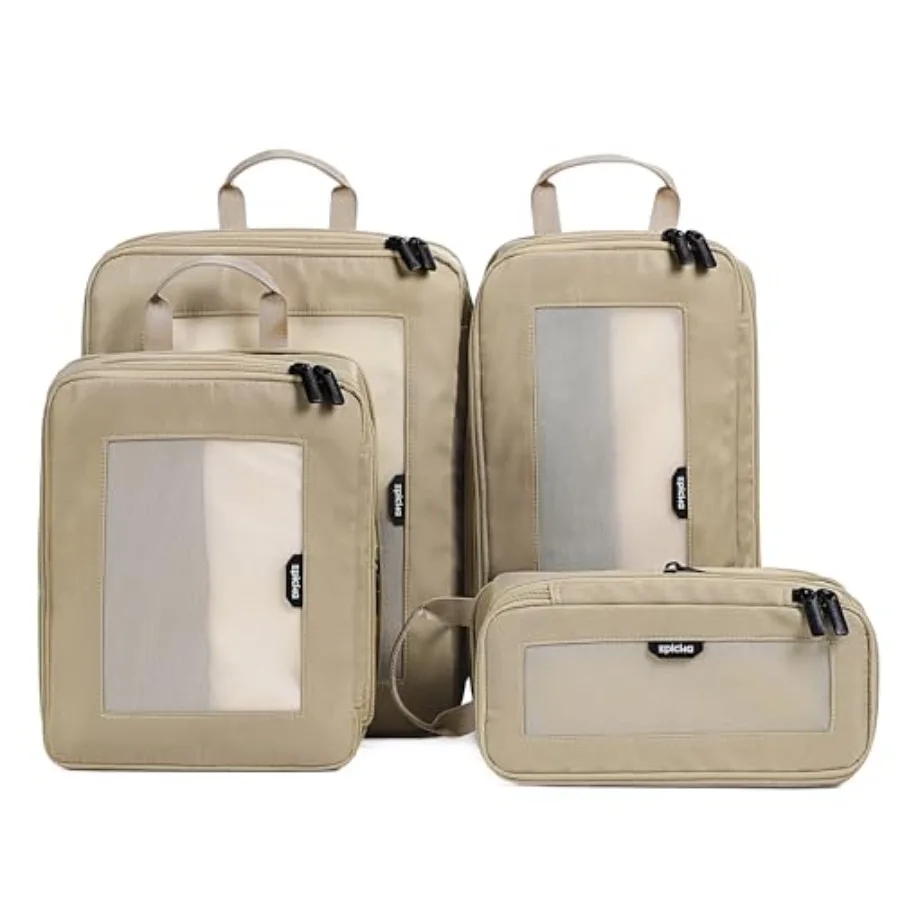 

TripCozy Compression Packing Cubes 4 Set Durable Travel Organizer Bags with Mesh Top Expandable for Carry On Luggage Suitcase B