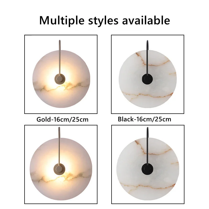 Moderno alabastro redondo lâmpada de parede mármore led luminária parede para o hotel sala estar quarto cabeceira corredor decoração casa arandela