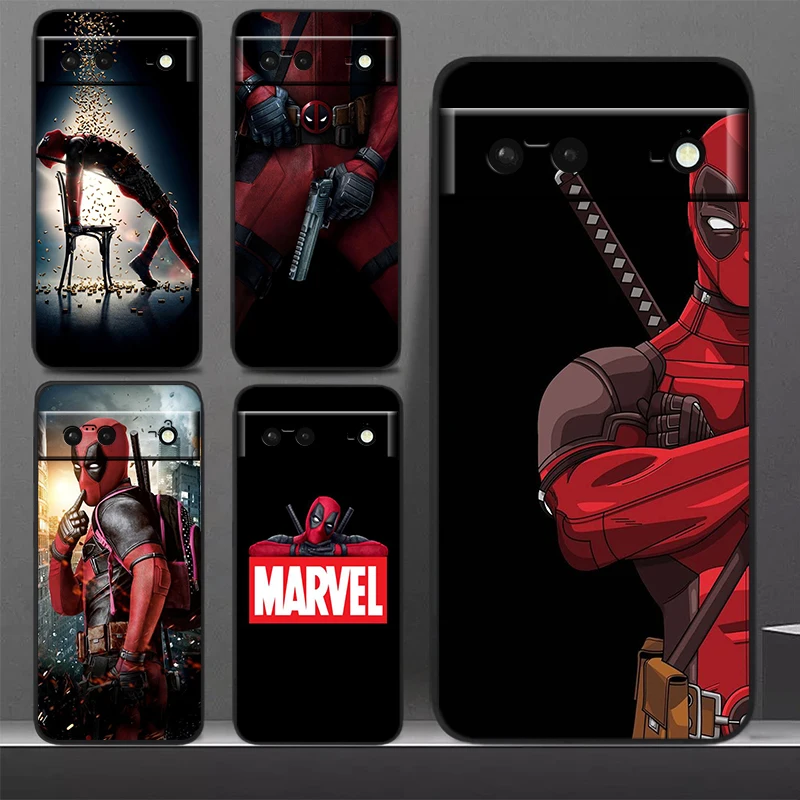 Marvel Avenger Deadpool Phone Case For Google Pixel 8 7 Pro 6 Pro 6A 5A 5 4 4A XL 5G Black Soft Cover Fundas Cover