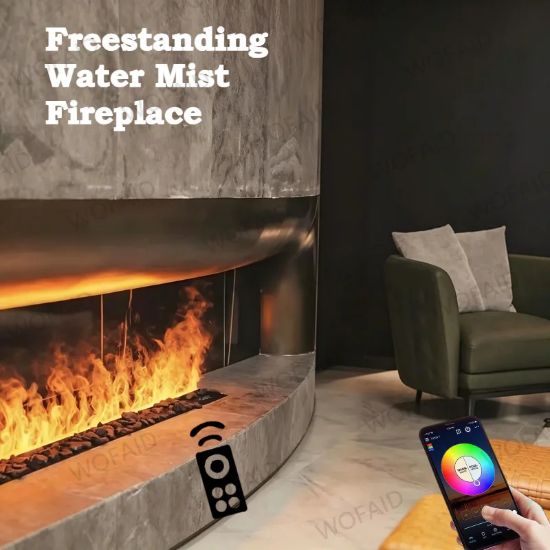 Realistic Flame Effect Electric Fireplace,3D Mist Steam Fireplace Insert for Home Decor Freestanding Water Mist Fireplace firepi