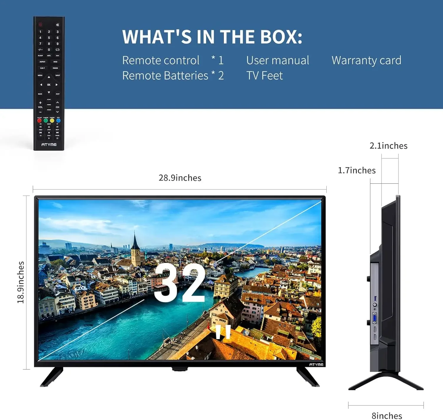 32 بوصة فئة 60 هرتز 720p HD LED TV شاشة مسطحة 1 * USB 3 * HDMI 1 * VGA ARC ثنائي القناة 8 واط مكبرات الصوت مراقبة التلفزيون 320GM5HD