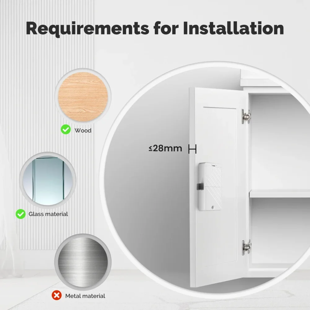 Office Storage Cabinet Lock Keyless Cabinet Drawer Lock Smart Home Control Keyless Entry Binder Stickers Included