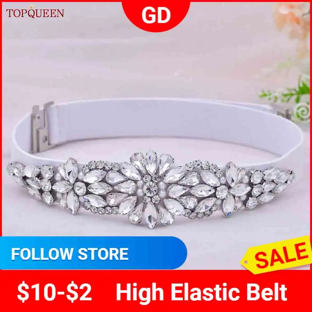 TOPCLS EEN S407-B Femmes artificiel astique Environnement Robe De Soirée Robe Argent Strass Ceinture Femme Brcorporelle Ceinture Mode 03 Luxueux