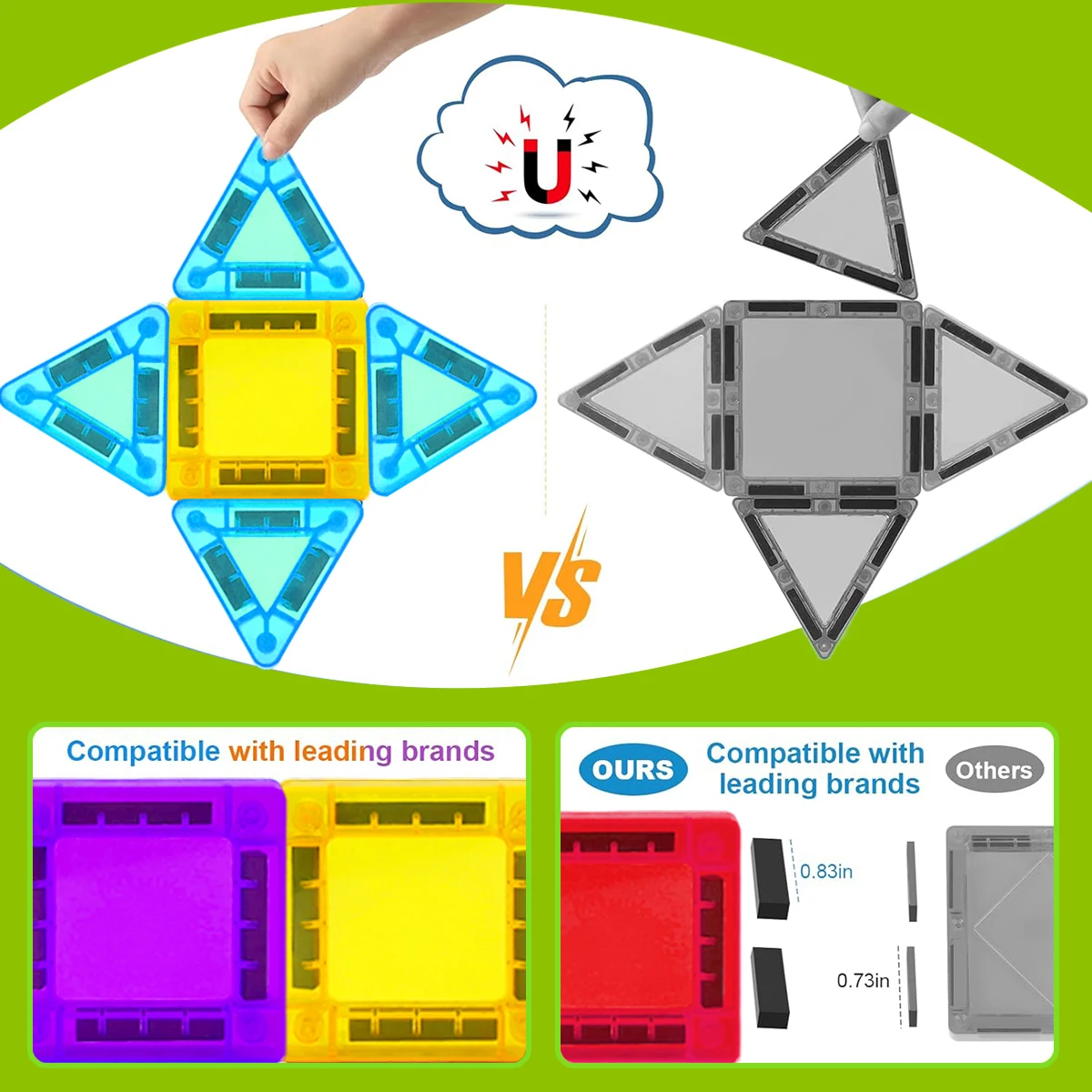 مجموعة مكعبات بناء مغناطيسية ملونة، ألعاب تعليمية مونتيسوري، ألعاب تعلم ألغاز للأطفال، هدايا عيد ميلاد للأطفال