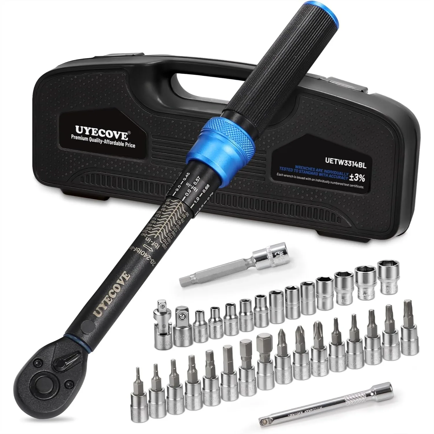 

1/4-Inch Drive Click Torque Wrench Set, 33Pcs Bike Torque Wrench with Bits and Sockets, 20-240 IN.LB