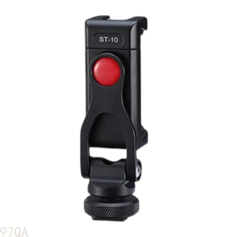 

97QA Metal Phone Holder with 1/4 Cold Shoe Double Mount for Cellphone Tripod Adapter