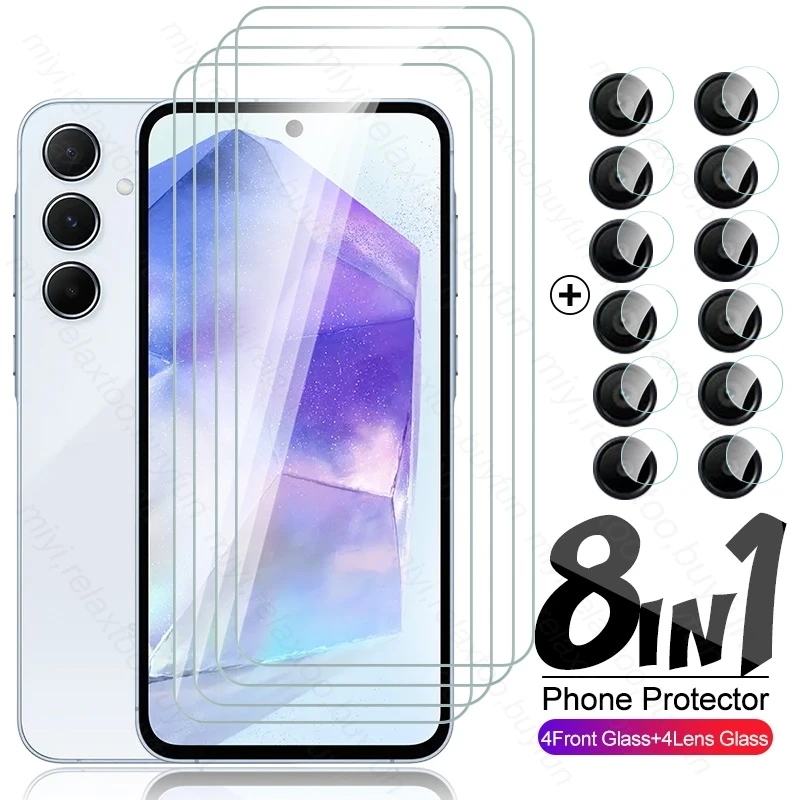 Sansung A55 5G Case 8In1 Camera Lens Screen Protectors for Samsung Galaxy A15 A25 A35 A55 5G Protective Glass A 15 25 35 55 2024