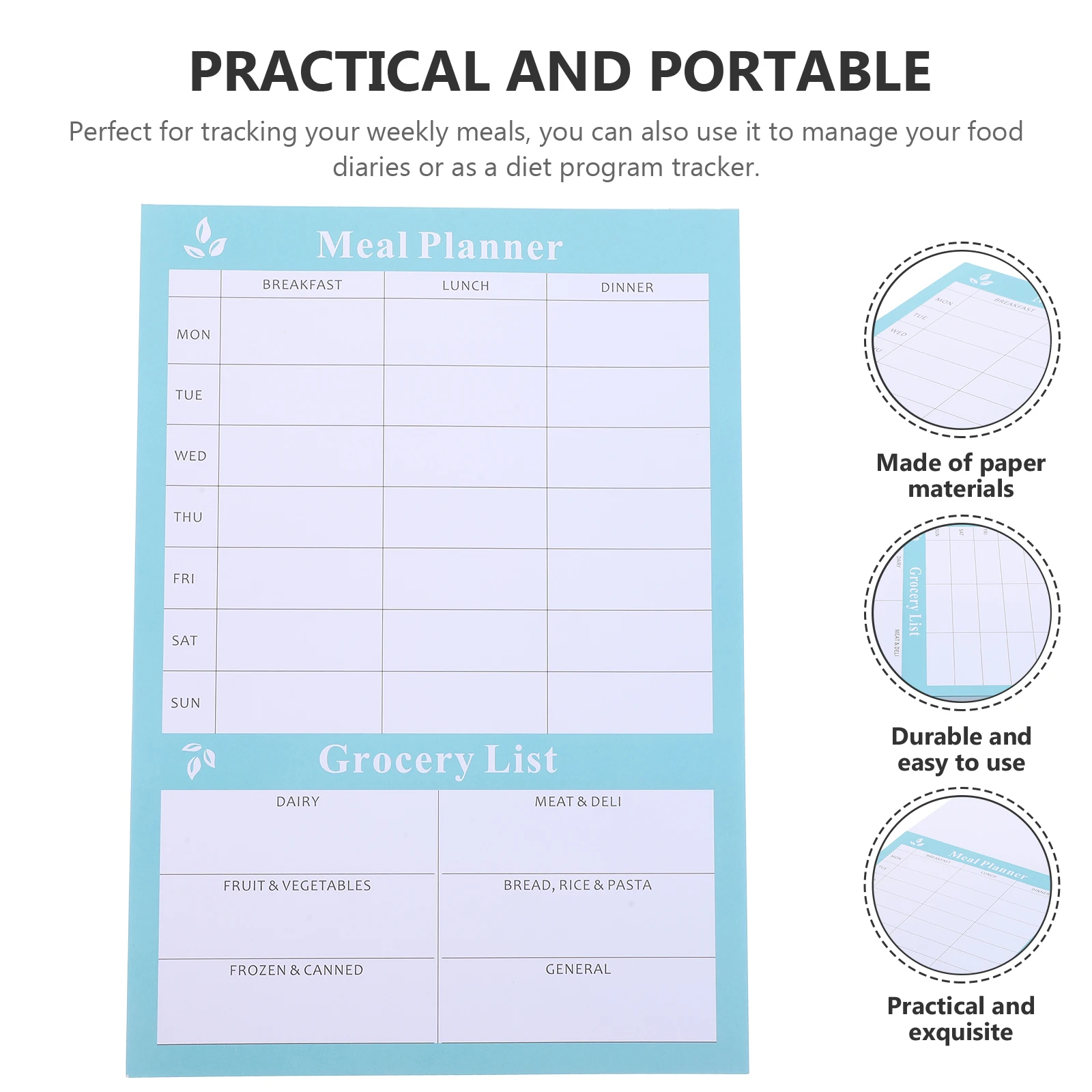 

Dietary Plan Book Weekly Tearable Notebook for Kitchen Food List Household Calendar