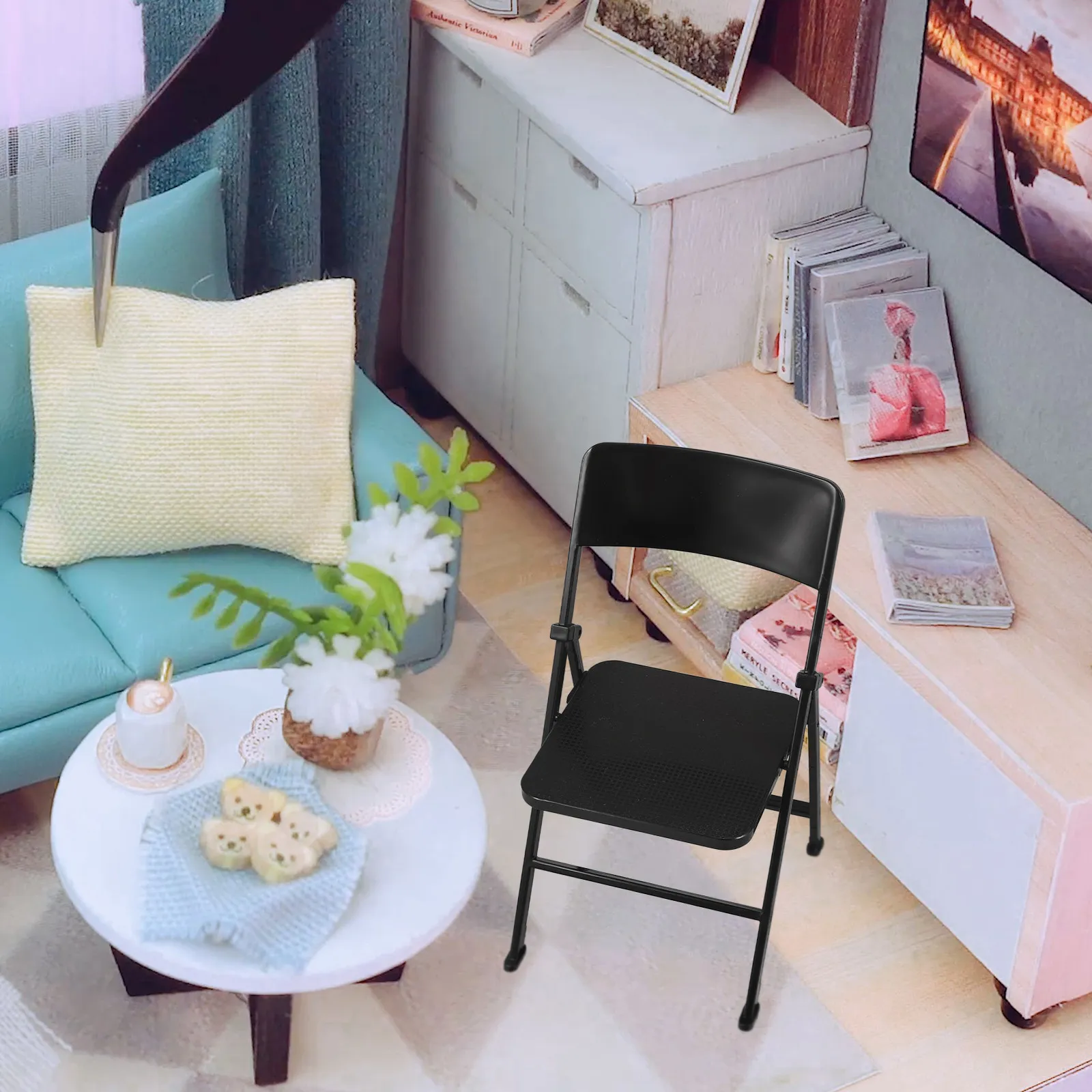 

Миниатюрный складной стул из полипропилена, легкий, портативный, для декора миниатюрных домиков, микроландшафтов, реалистичная маленькая мебель для композиций