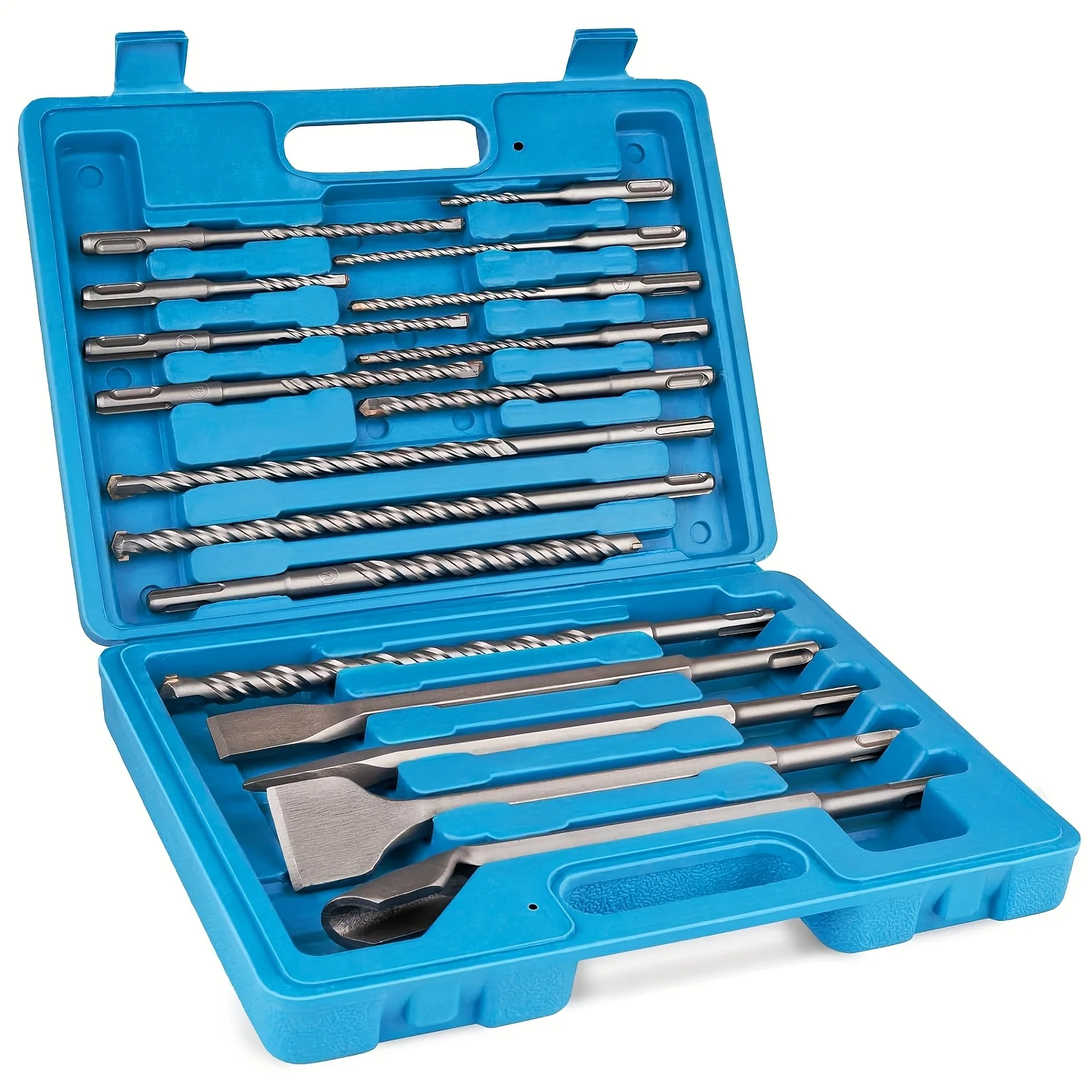 

17pcs Rotary Hammer Drill Bits Set & Chisel, Concrete Masonry Drill Bits and Chisels, Carbide-Tipped Drill Bit for Stone, Brick
