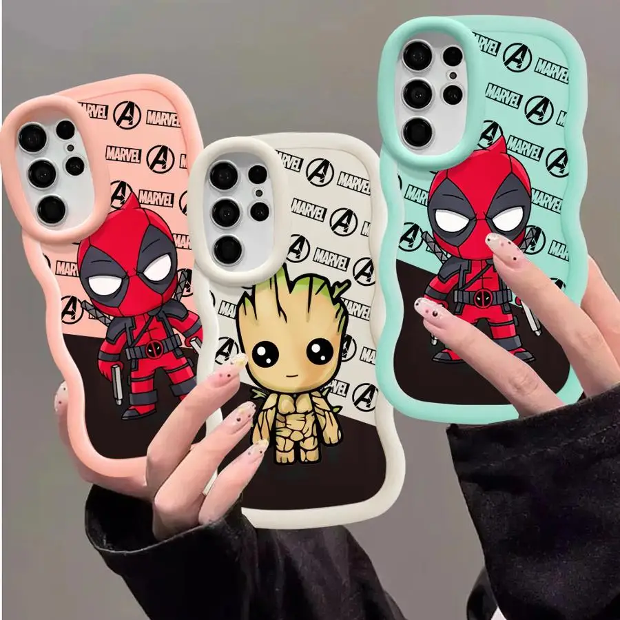 Marvel Deadpool Groot Phone Case for Samsung Galaxy S23 S24 Ultra S20 S21 S23 FE A22 A24 A25 A33 A52 A53 A54 A55 A73 4G 5G Cover