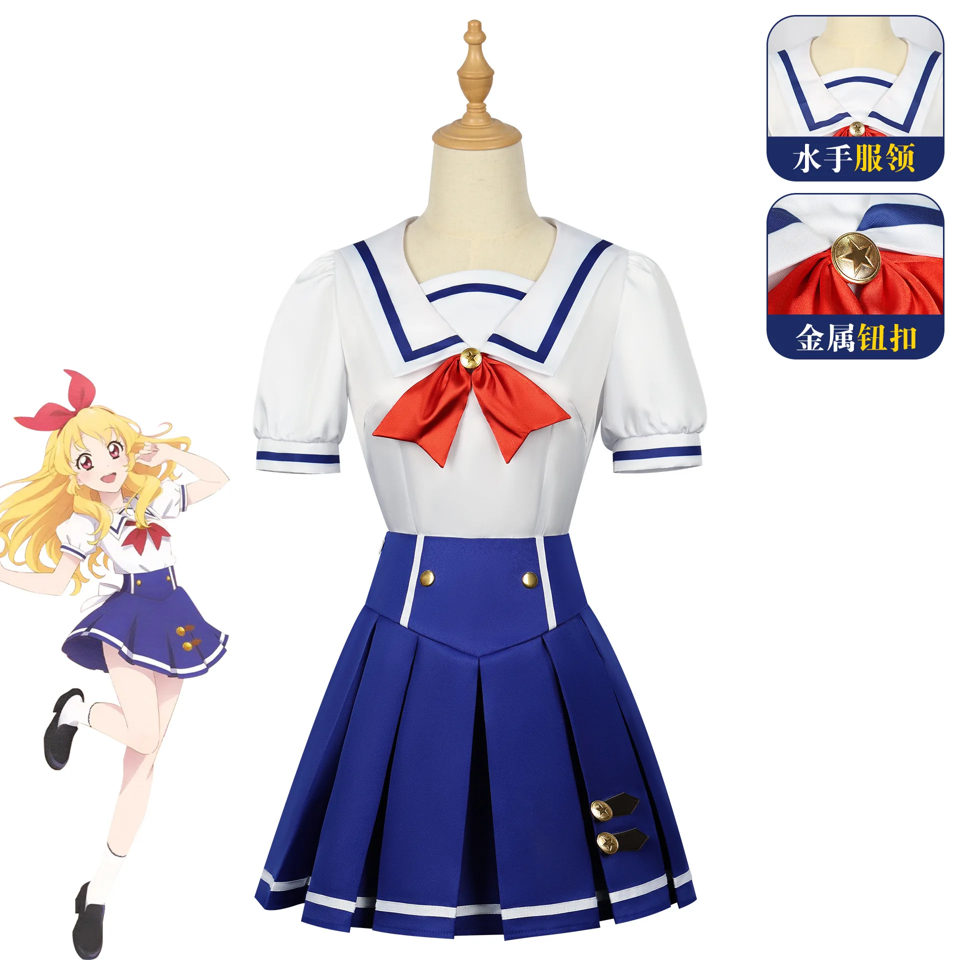 Sweet Japanese Sailor School Uniform Set Anime Style JK Outfit with Headband for Cosplay Party Daily Wear view 3