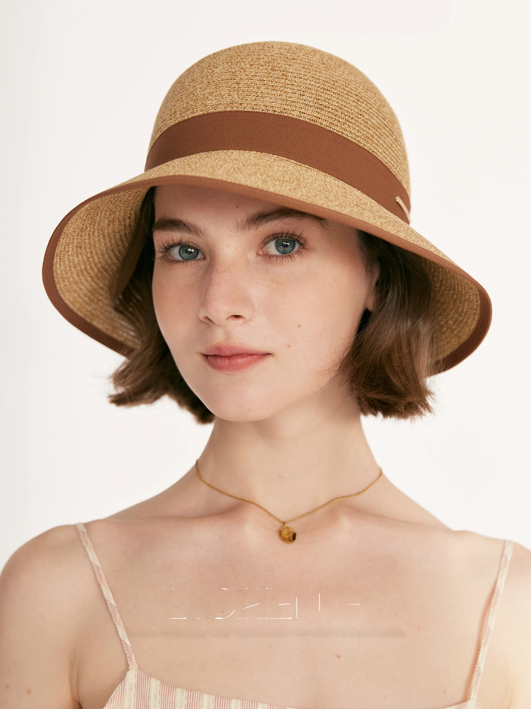 ヘベスタイル麦わら帽子-レディース-アウトドア-夏-日焼け対策-通気性-フィッシャーマンハット-日本風蝶結び編み麦わら帽子