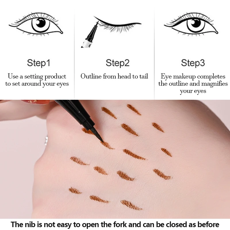 防水速乾液体アイライナー横たわっているカイコまつげペン長期的な黒茶色のアイライナーペンシル美容目メイクツール