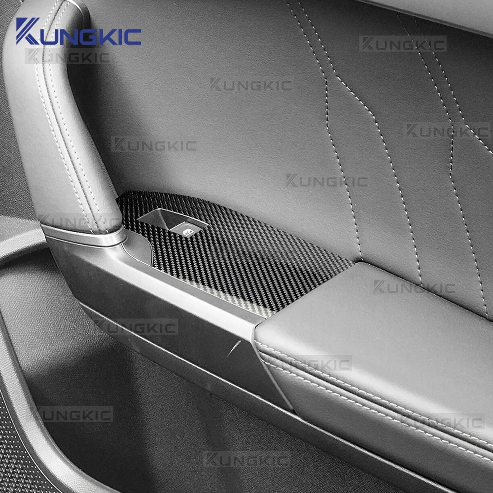 Car Interior Film TPU for Seat Cupra Leon Formentor 2020-2025 Protection Door Window Switch Lifter Carbon Texture Sticker LHD view 3