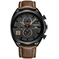 2024 New Men's Curren/Curren New 8324 Men's Watch Belt Waterproof Watch Six Pin Watch Calendar Men's Watch