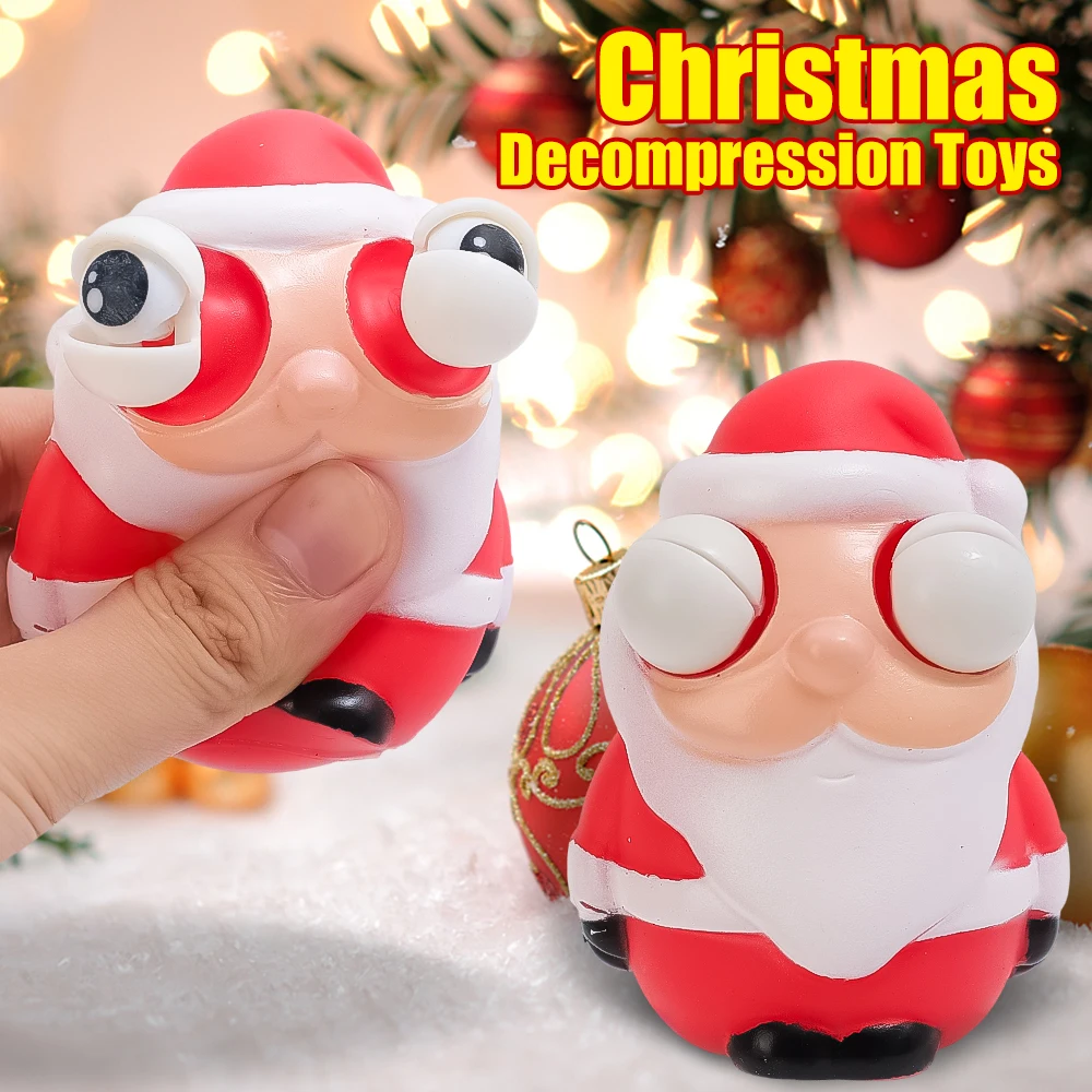 Creative Prank Santa Elk Snowman Action Figure Pop Eye Decompression Toys Press Slow Rebound Vent Toy Children's Christmas Gifts