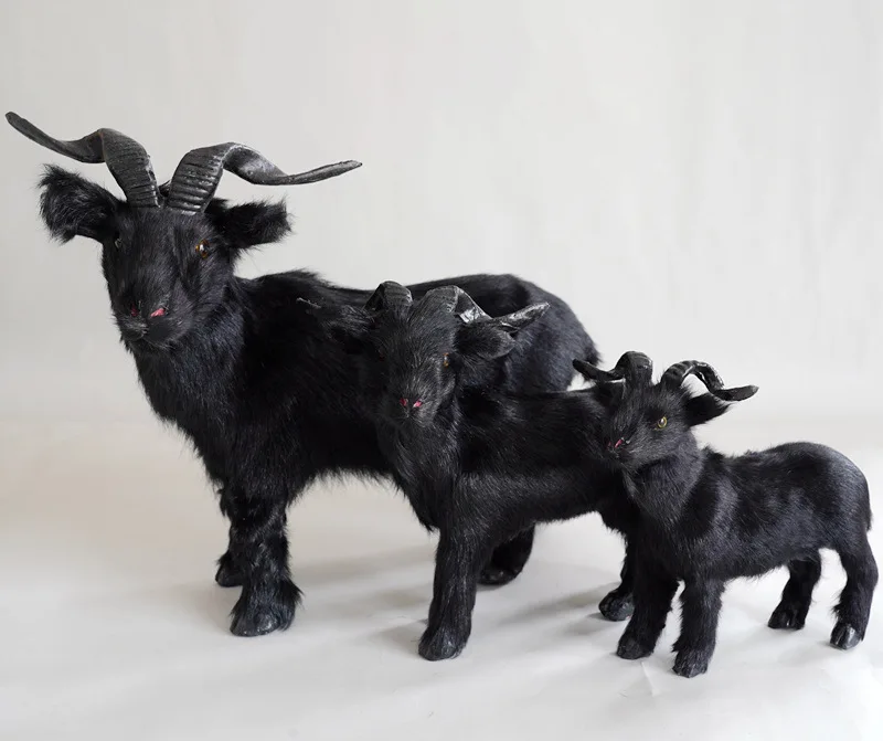 Simulation Goat Model Plastic&furs Gray Goat Sheep Home Decoration Toy Farm Ornament Gift d0833