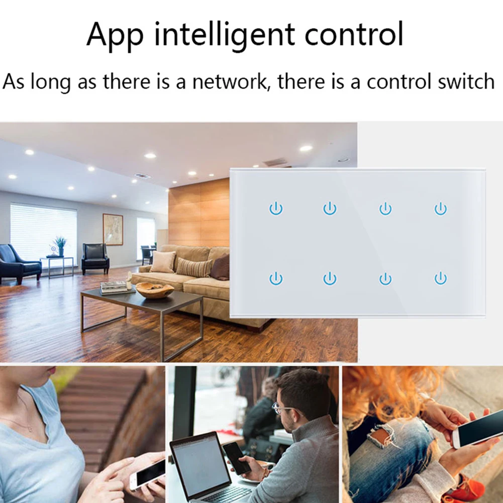 

2 Way Touch Switch Smart WiFi Touch Switch 146*86*35mm Incandescent Lamp Compatible Multi-control Functionality