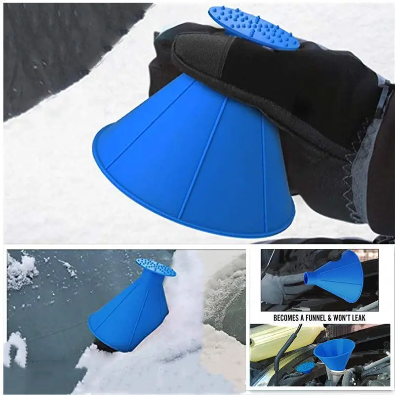 Multifunctional Ice Scraper Snow Shovel, Conical Windshield Deicer Tool, Easy Winter Snow Removal, Fast Safe Vehicle Ice Brush