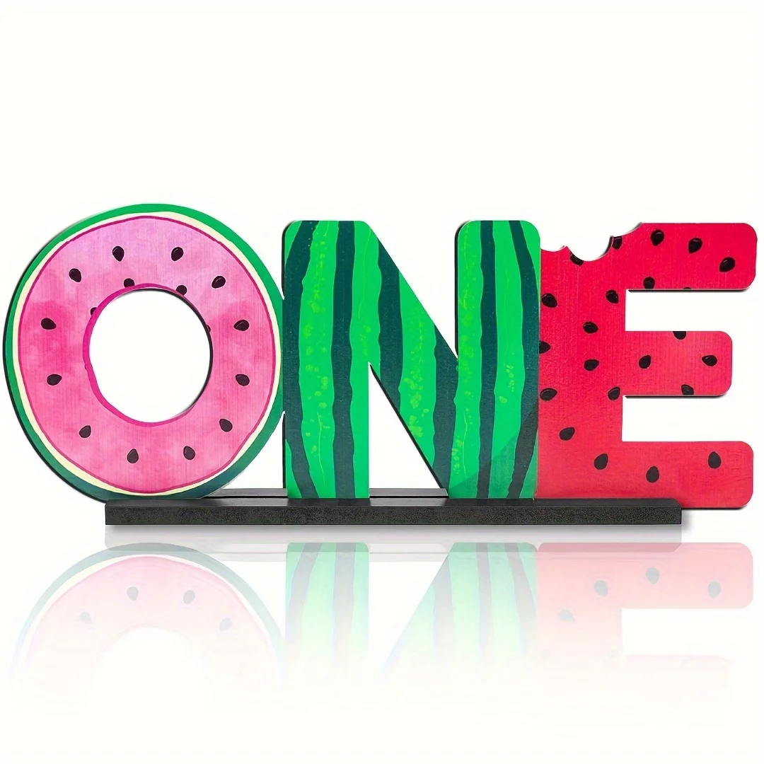 Watermelon One Letter Sign Wooden Table Centerpieces One in a Melon Party  Table Decorations for Baby Boys Girls Summer Fruit