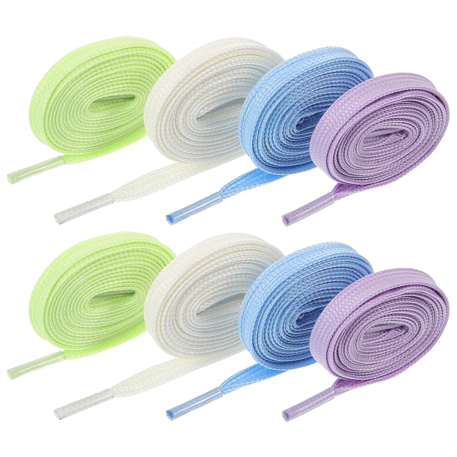 4 أزواج من أربطة الحذاء المضيئة المصنوعة من البوليستر المتين PP بتصميم مسطح ليلاً وربطات أحذية رياضية كاجوال مقاومة للاهتراء