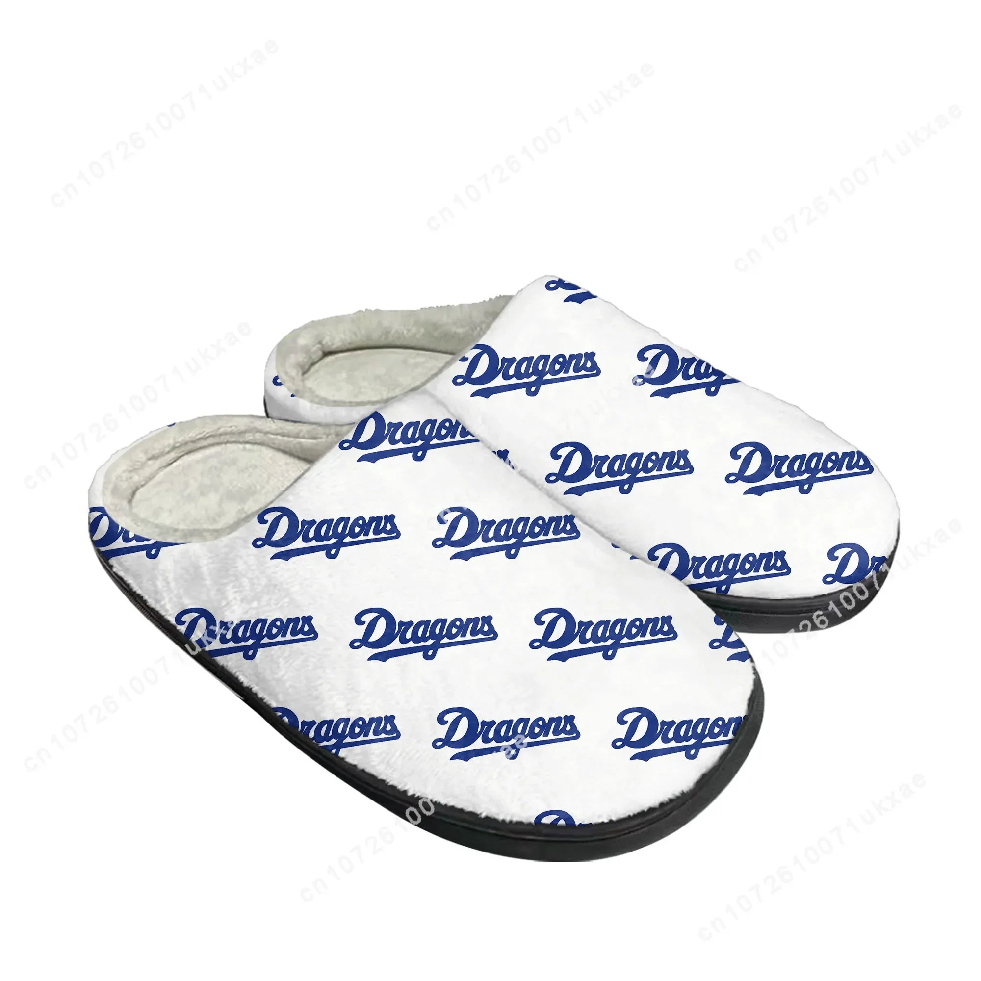 Chunichi Dragons Baseball Home Cotton Chinelos para homens e mulheres, chinelo térmico interior, sapatos de pelúcia casuais, DIY, casual, mantenha aquecido