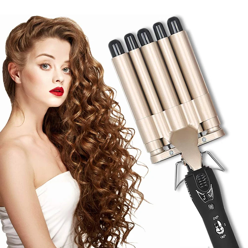 Home Use New Three Barrel Ceramic Ionic Big Wave Curler Curling Iron With Triple Barrel Hair Waver Hair Curler