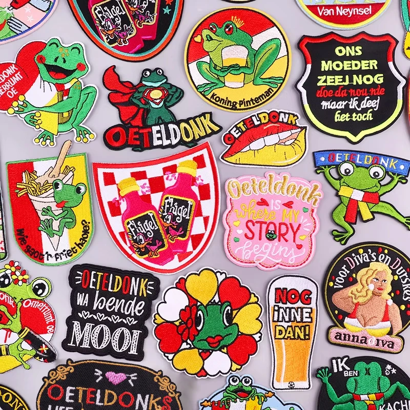 Netherland Oeteldonk Emblem Embroidered Patches Frog Patch Netherland Carnival Patches For Clothing Uniform DIY Iron On Patches