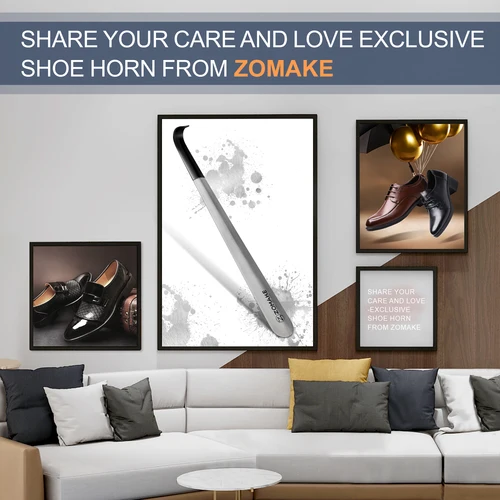 Imagen 2 del producto Bocinas de zapatos de mango largo de Metal, ayudante de bocina de zapato de 16,5 ""para botas, cuchara levantadora de zapatos Flexible, herramienta de ayuda profesional, accesorios para zapatos